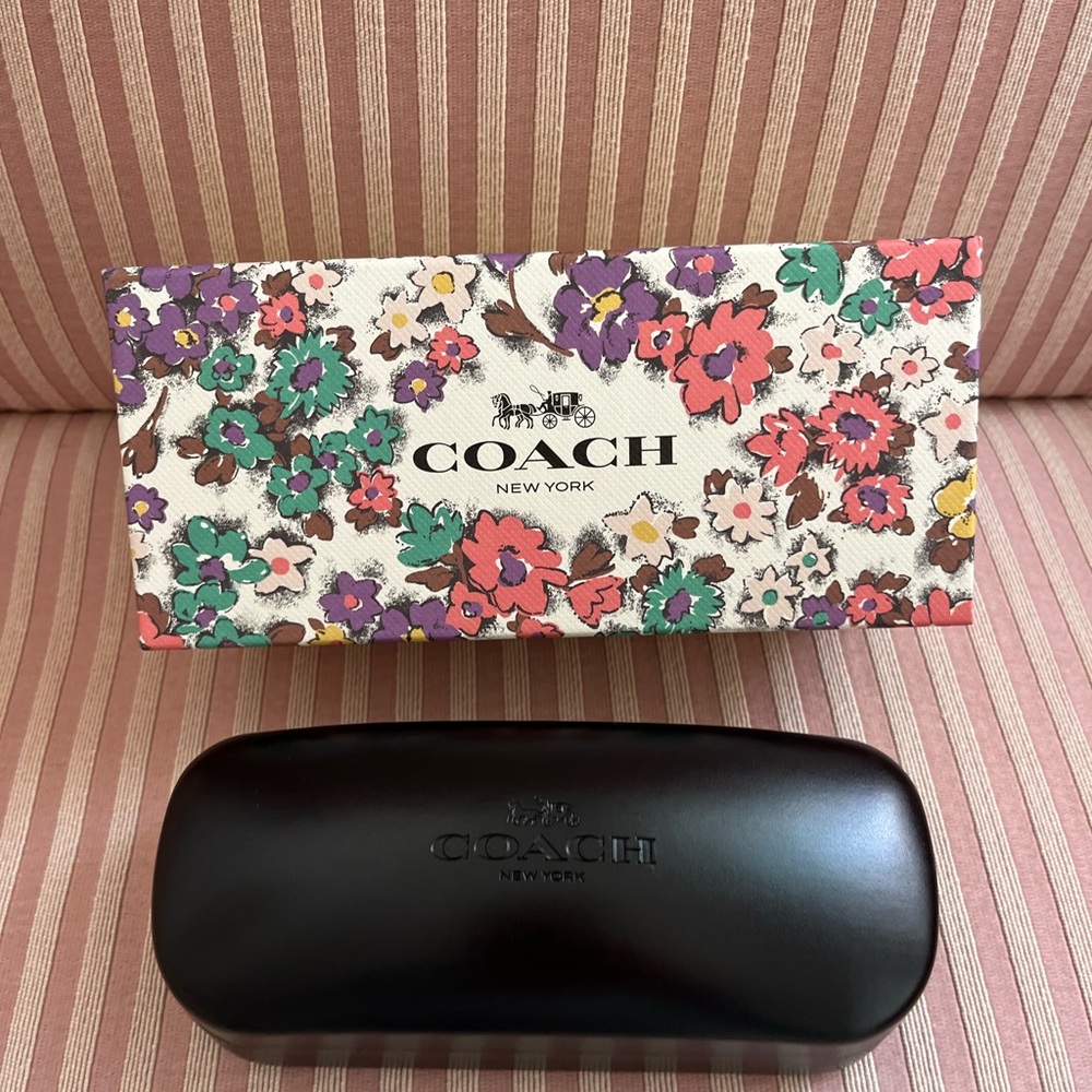 NIB Coach Black Eyeglass Case and Floral Box